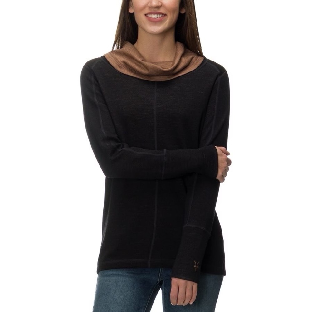 Ibex Dyad Cowl Neck Sweater Merino Wool Blend Outdoor Hiking Camping Base Layer